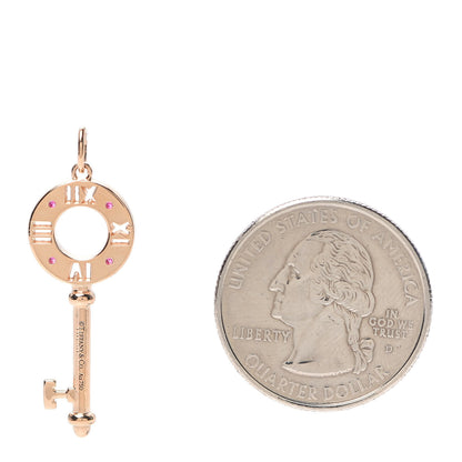 Tiffany 18K Rose Gold Ruby Atlas Pierced Key Pendant 2 of 4