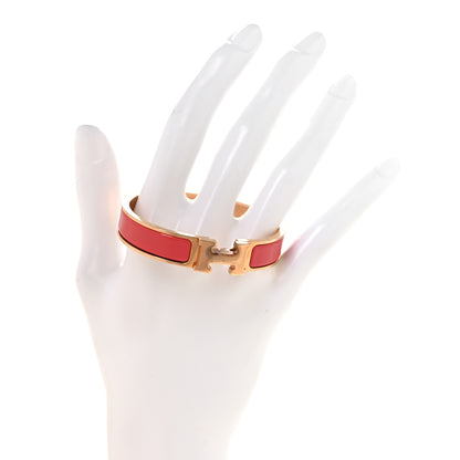 Hermes Enamel Narrow Clic Clac H Bracelet PM Rouge Corail 2 of 6