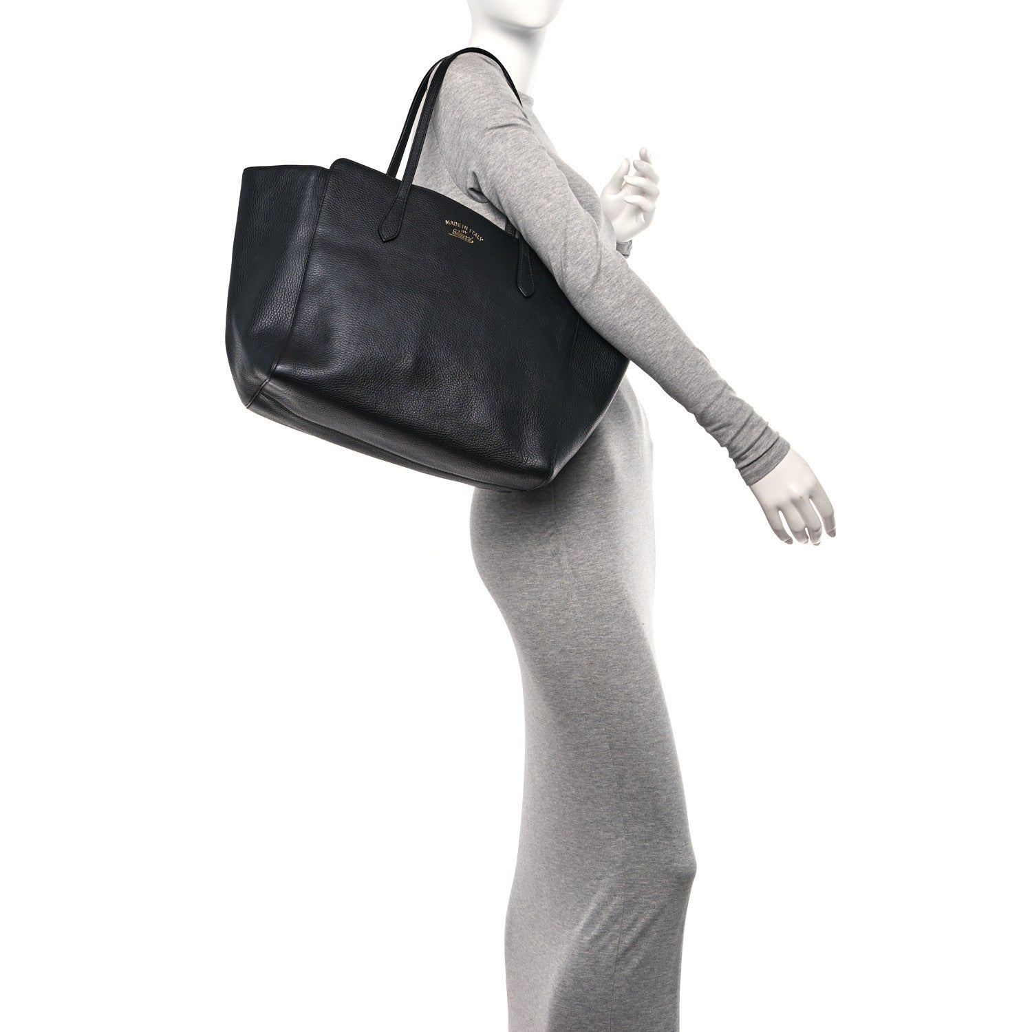 Gucci Pebbled Calfskin Medium Swing Tote Black 2 of 9