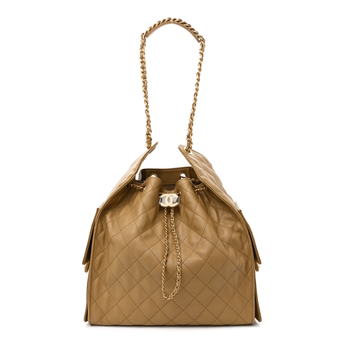 Caviar Quilted Medium Chanel 25 Handbag Dark Beige