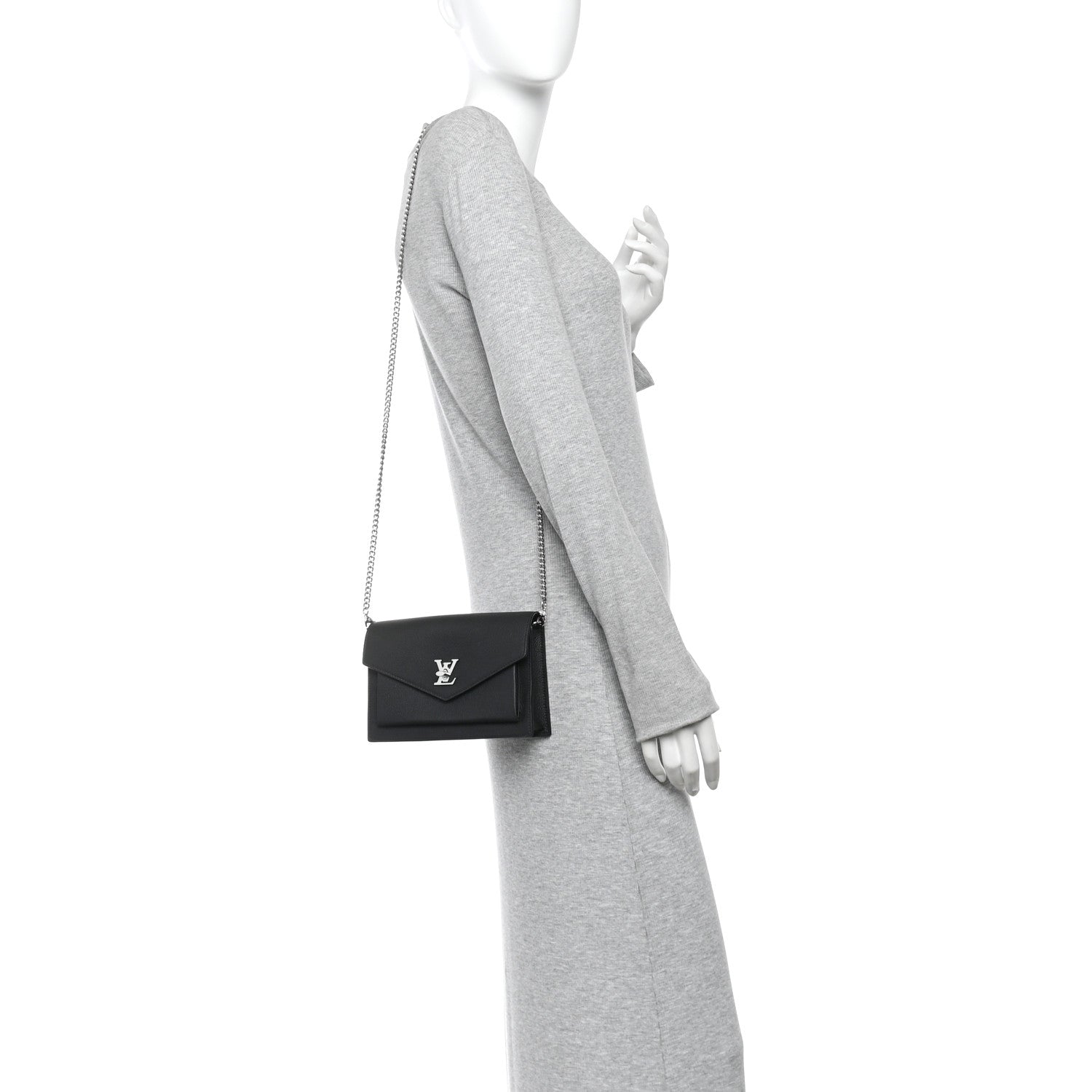 Louis Vuitton Soft Calfskin My Lockme Chain Pochette Black 2 of 10