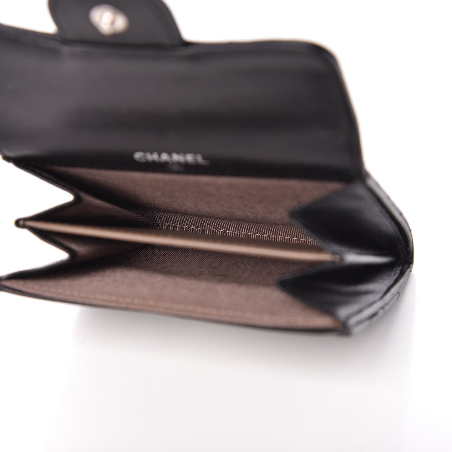 Lambskin Quilted Flap Card Holder Wallet Black