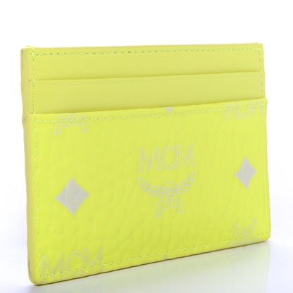 MCM Visetos Card Case Neon Yellow 3 of 7