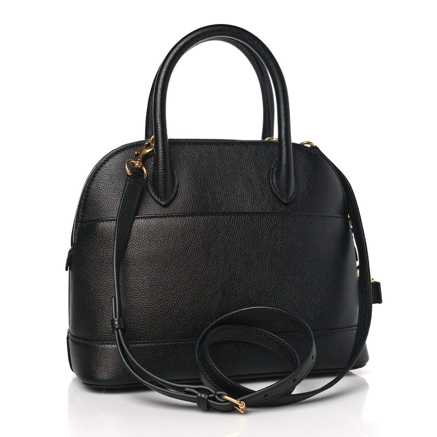 Grained Calfskin Logo S Ville Top Handle Bag Black White