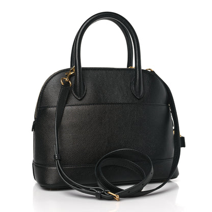 Balenciaga Grained Calfskin Logo S Ville Top Handle Bag Black White 3 of 8