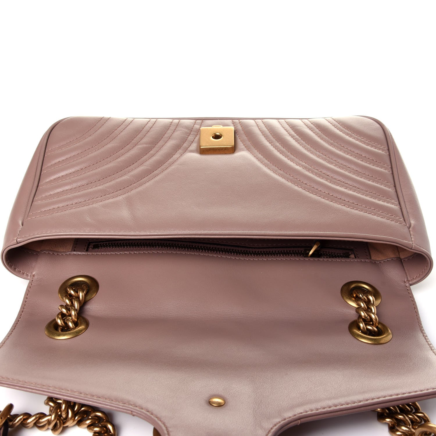 Gucci Calfskin Matelasse Small GG Marmont Shoulder Bag Porcelain Rose 10 of 11