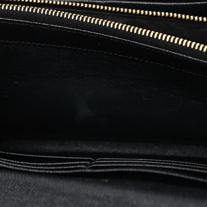Saint Laurent Grain De Poudre Matelasse Chevron Monogram Flap Wallet Black 6 of 7
