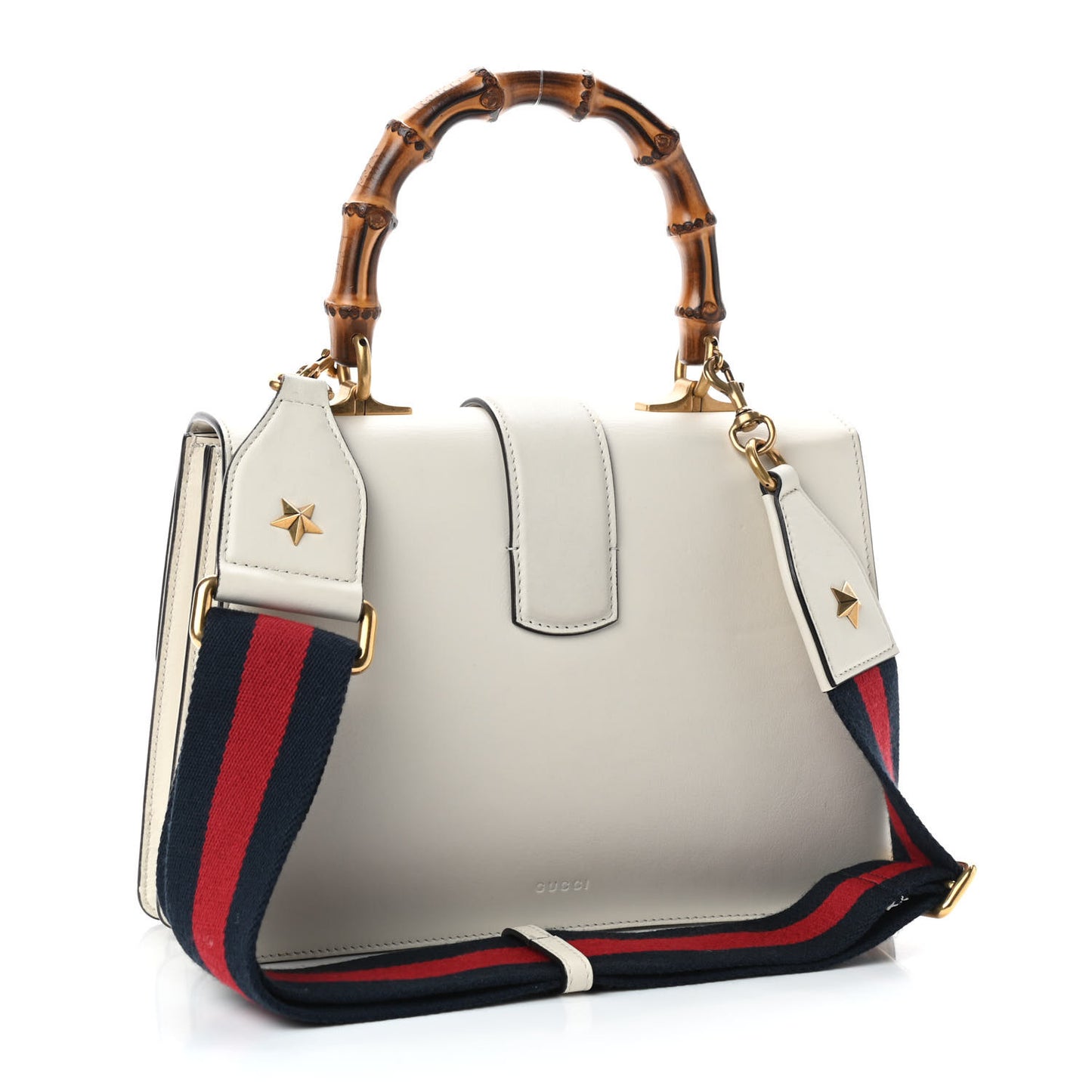 Calfskin Bamboo Web Medium Dionysus Top Handle Bag White Blue Hibiscus Red