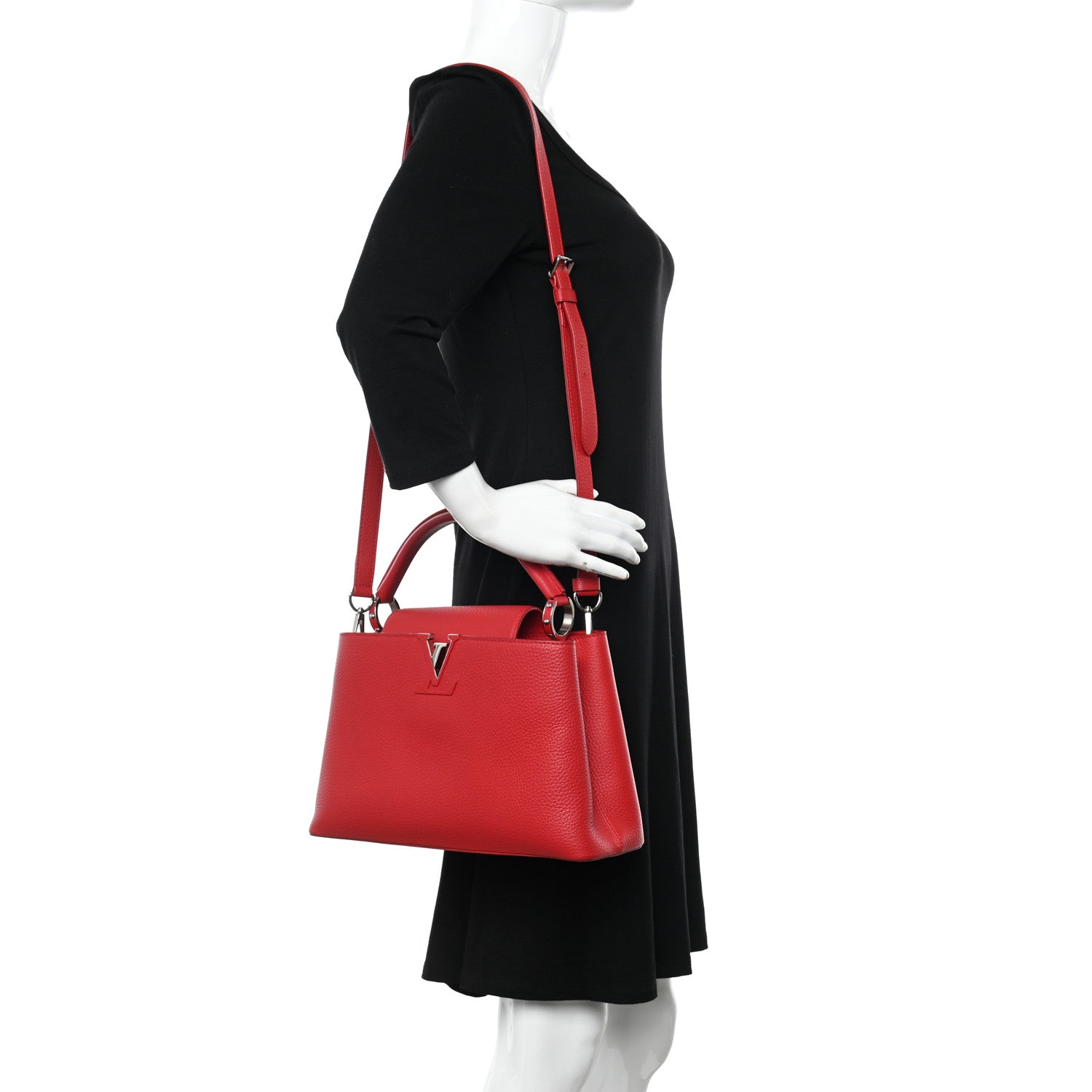 Louis Vuitton Taurillon Capucines BB Rubis 2 of 11