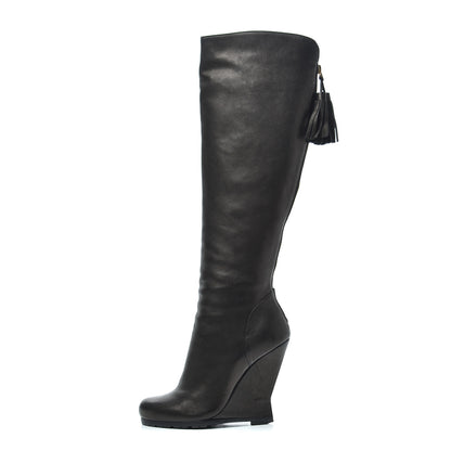 Saint Laurent Calfskin Jinny 105 Thigh High Boots 35 Black 1 of 23