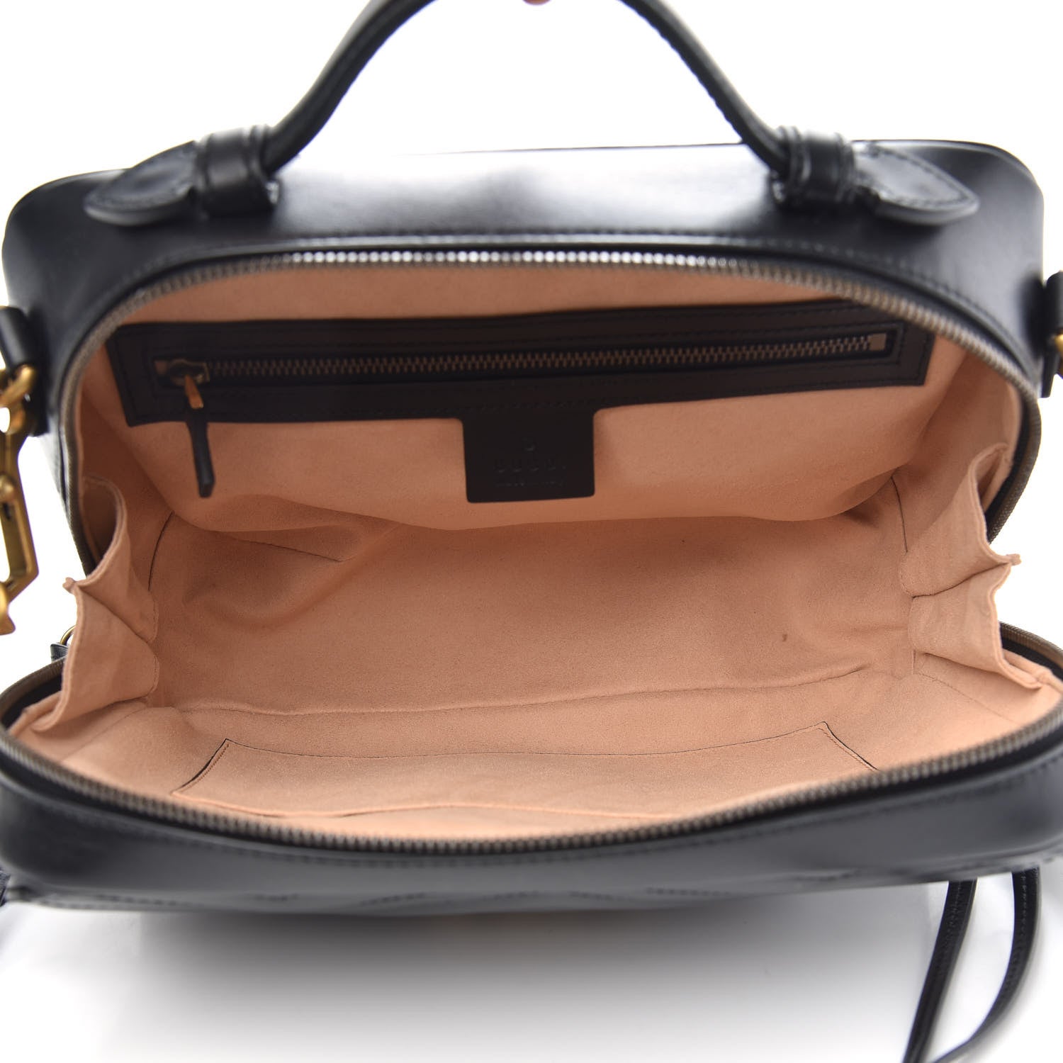 Gucci Calfskin Matelasse Sylvie Web Small GG Marmont Top Handle Shoulder Bag Black 5 of 11