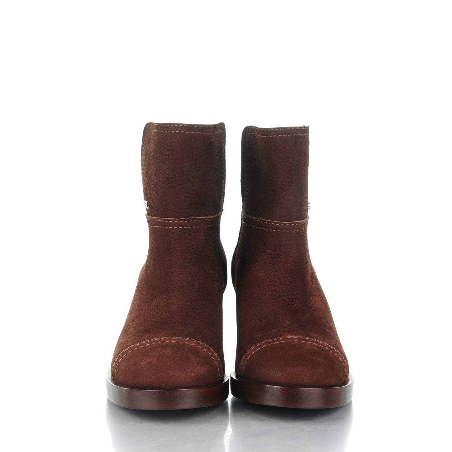 Suede Calfskin Short Boots 37 Brown