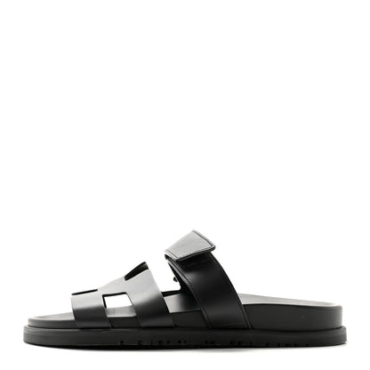 Hermes Calfskin Womens Chypre Sandals 36 Black 1 of 9