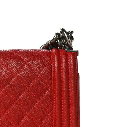 Chanel Caviar Quilted Medium Boy Flap Red 28 of 37