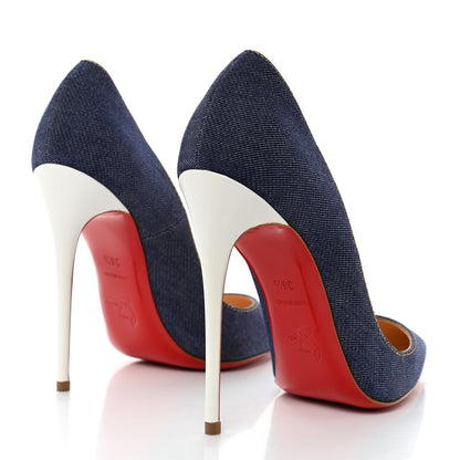 Christian Louboutin Denim Jazz Calf So Kate 120 Pumps 36.5 Blue White 4 of 8