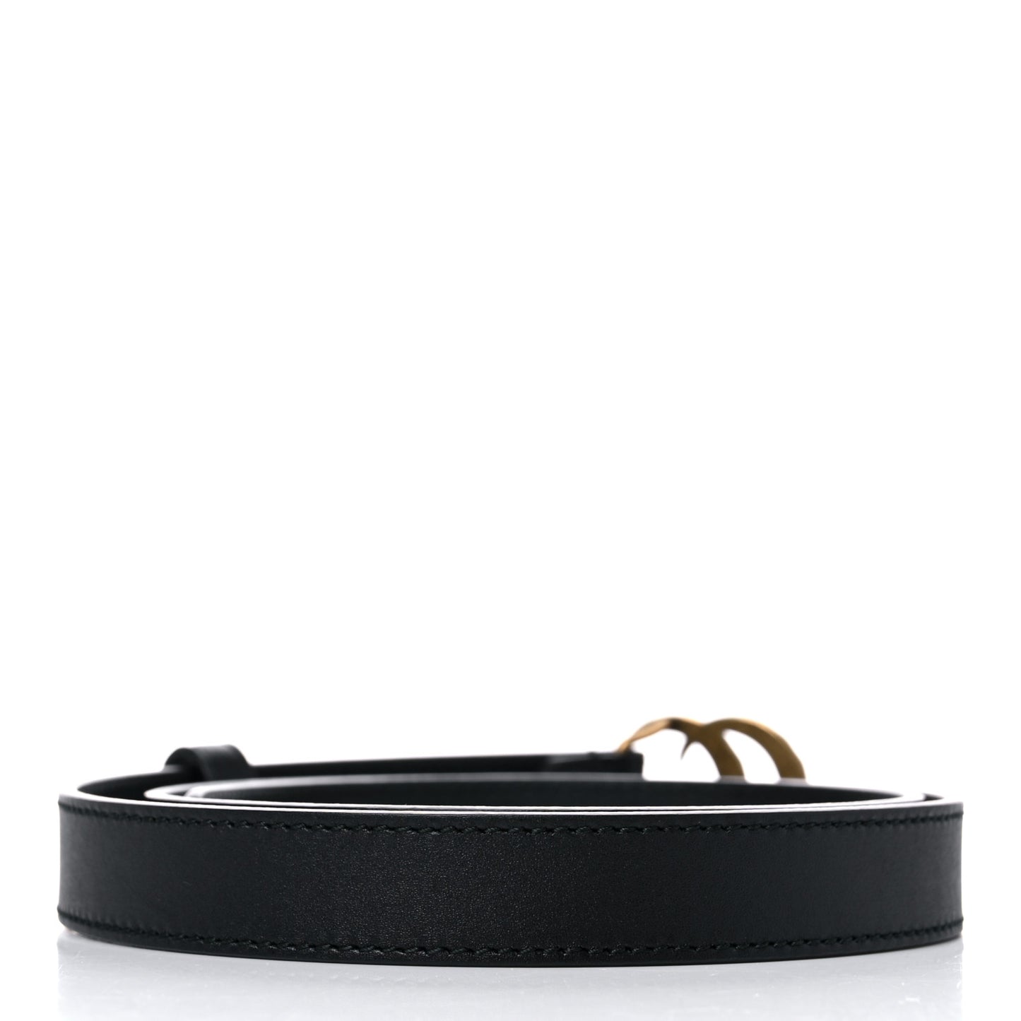 Moon Calfskin Pearl Double G 20mm Belt 80 32 Black Cream