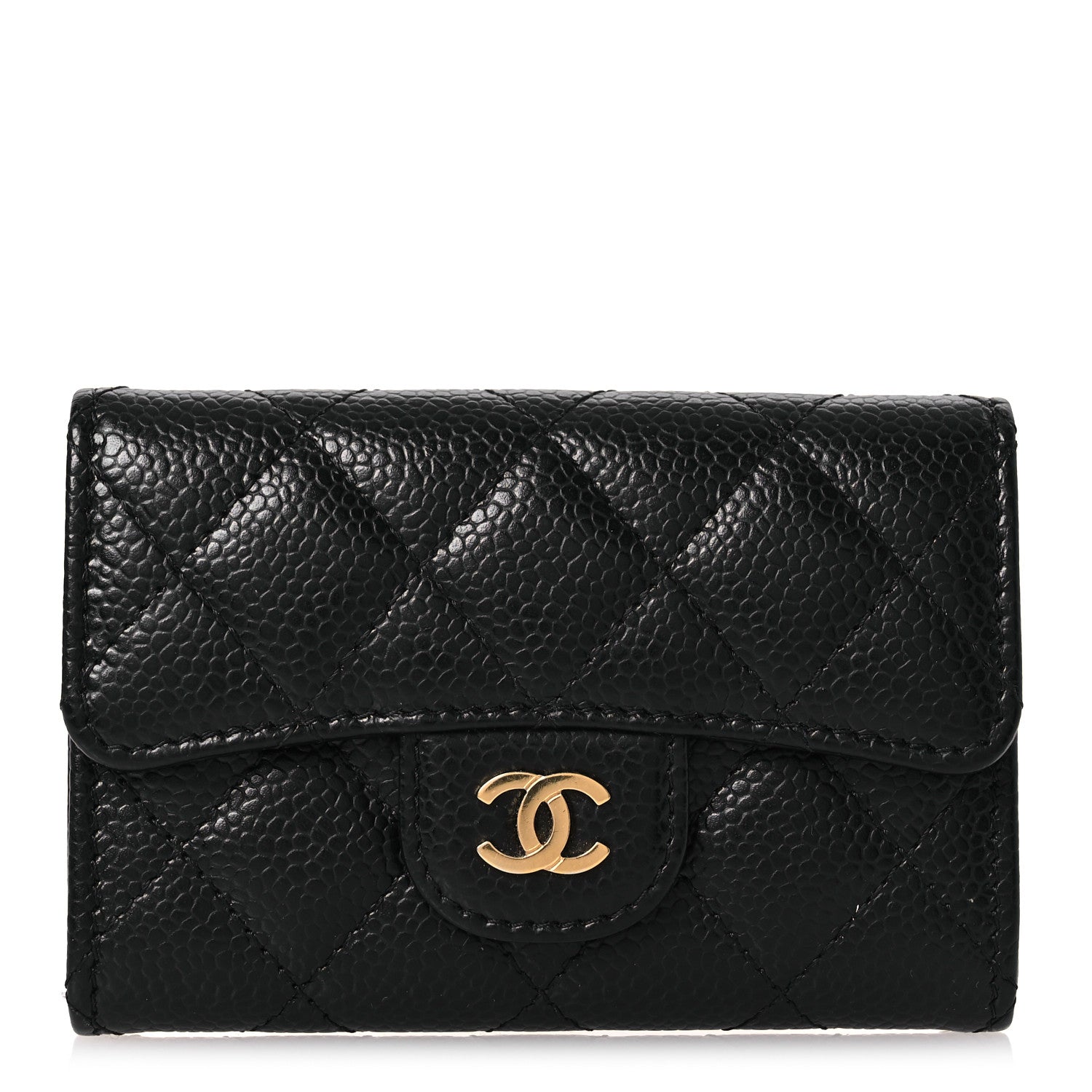Chanel Caviar Quilted Flap Card Holder Wallet Black 1 of 12