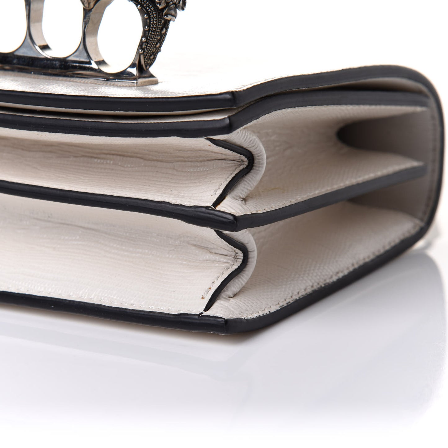 Lizard Embossed Calfskin Butterfly Knuckle Crossbody White