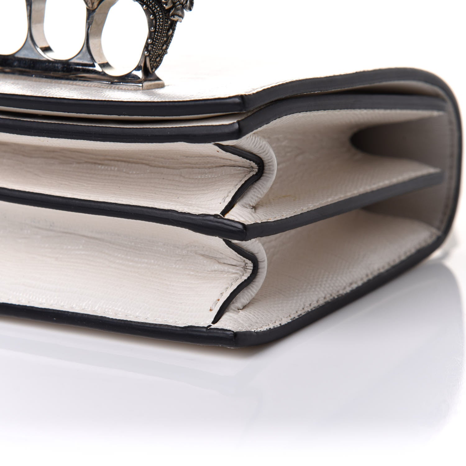 Alexander McQueen Lizard Embossed Calfskin Butterfly Knuckle Crossbody White 11 of 12