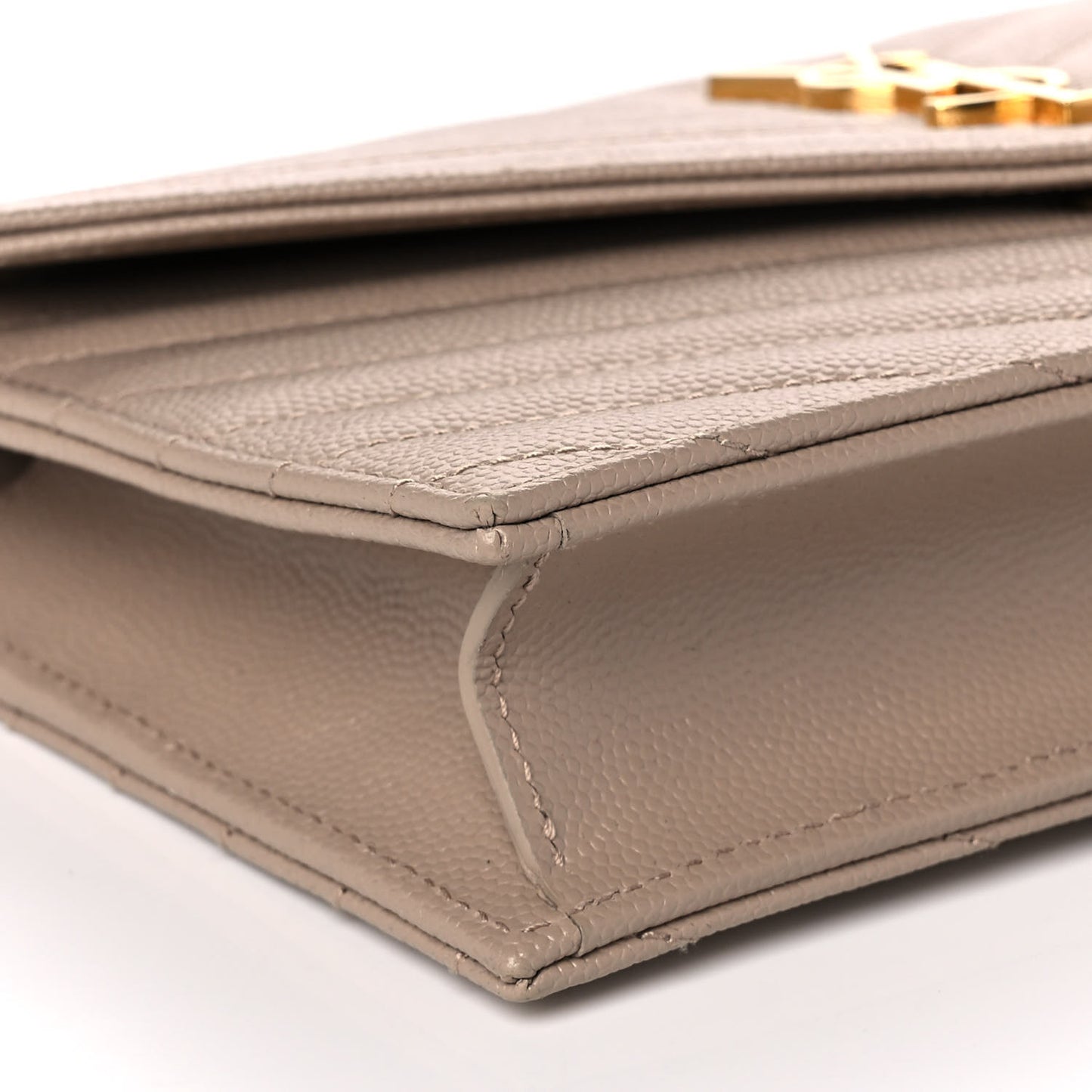 Grain De Poudre Matelasse Chevron Monogram Envelope Chain Wallet Nude Powder