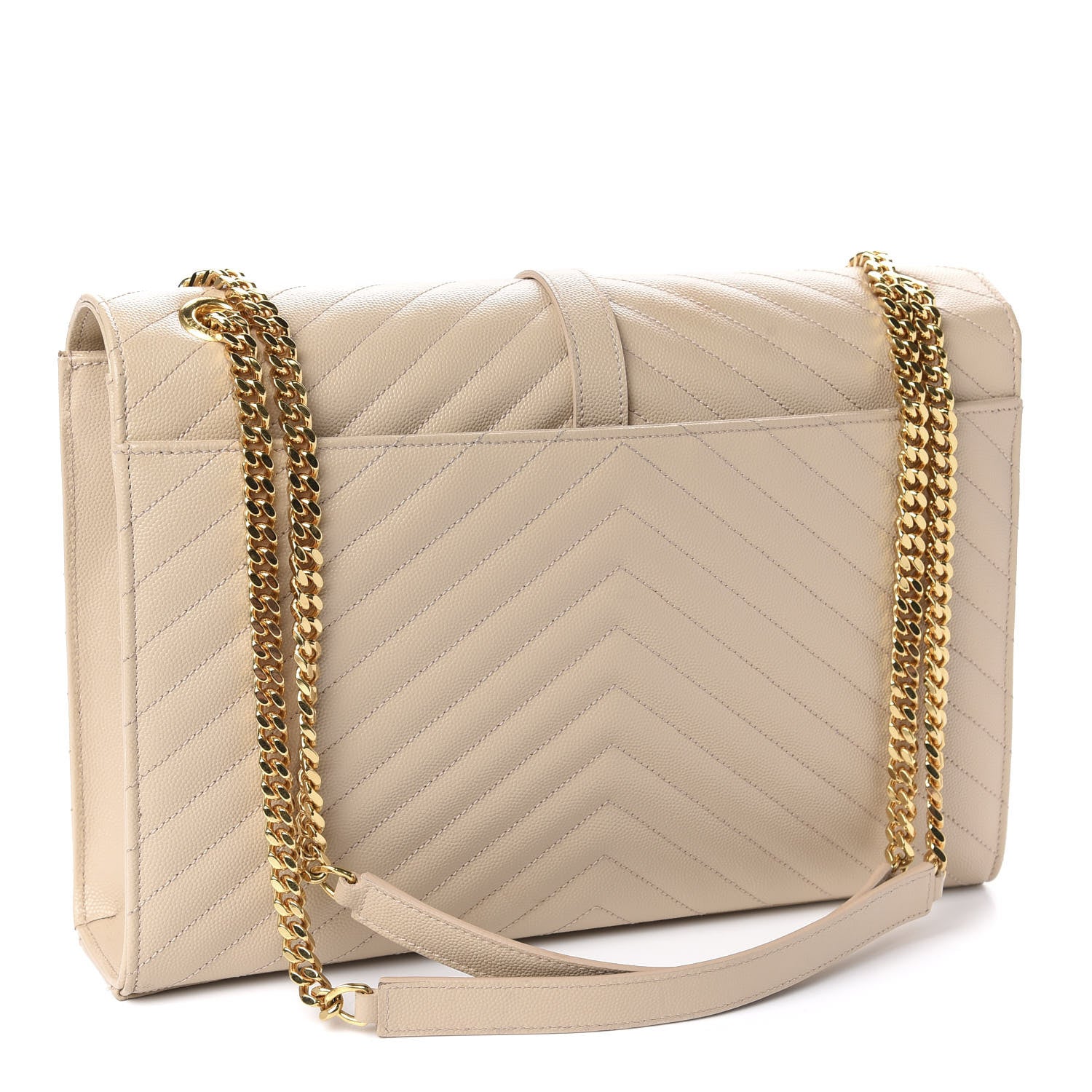 Saint Laurent Grain De Poudre Matelasse Chevron Large Monogram Satchel Nude Powder 4 of 12