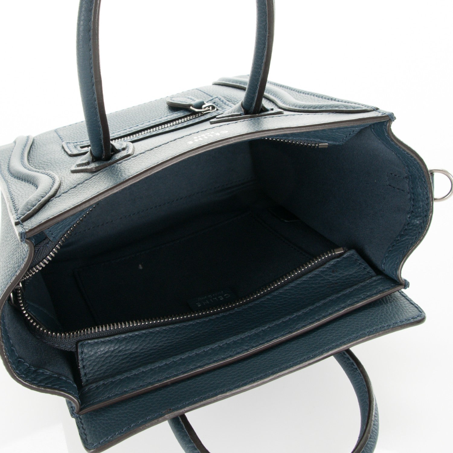 Celine Drummed Calfskin Nano Luggage Orage 6 of 7