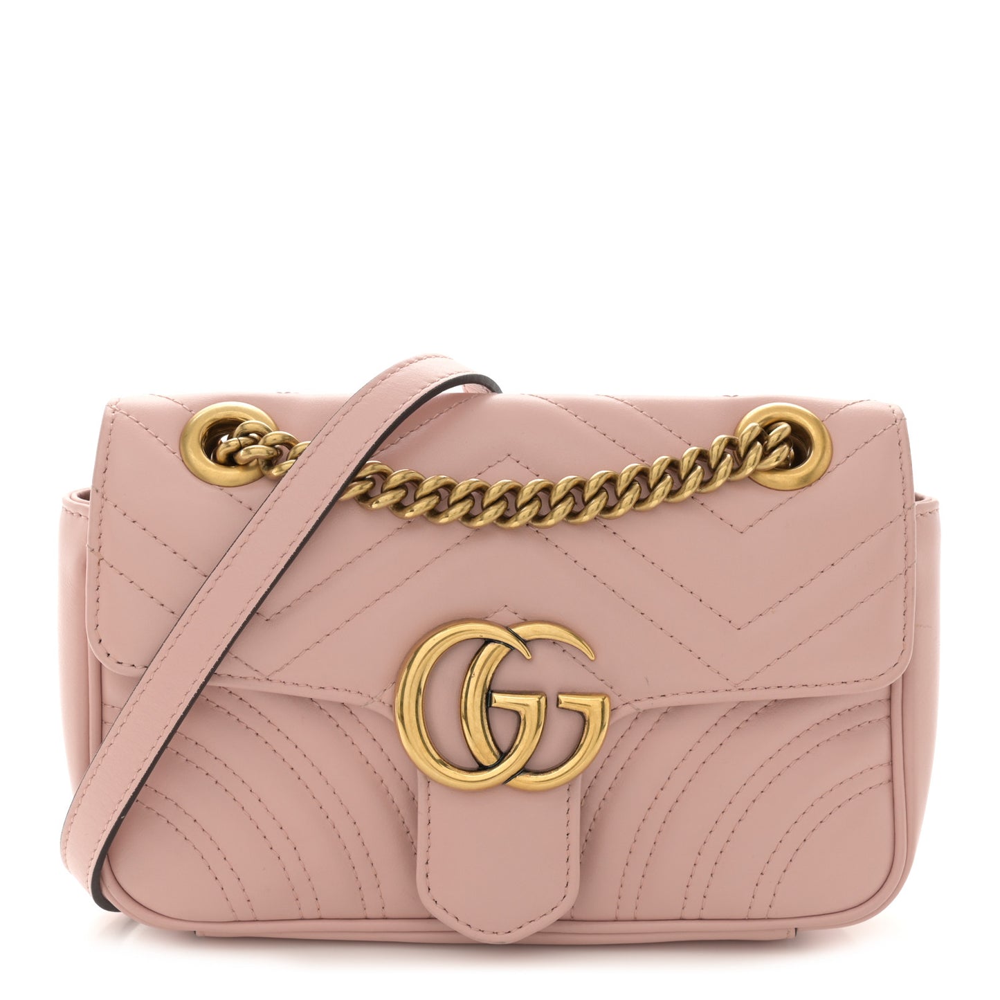 Calfskin Matelasse Mini GG Marmont Shoulder Bag Perfect Pink