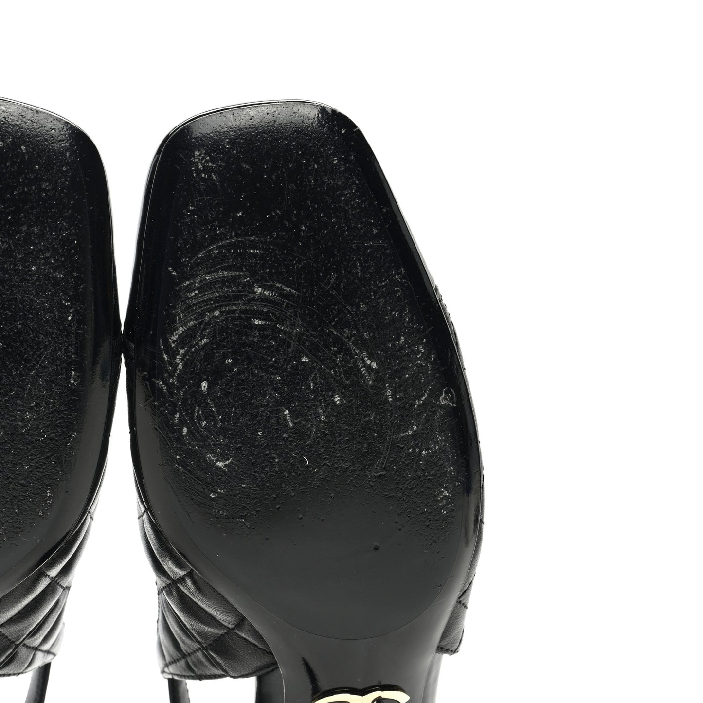 Lambskin Patent Quilted Cap Toe Mary Jane Flats 38.5 Black