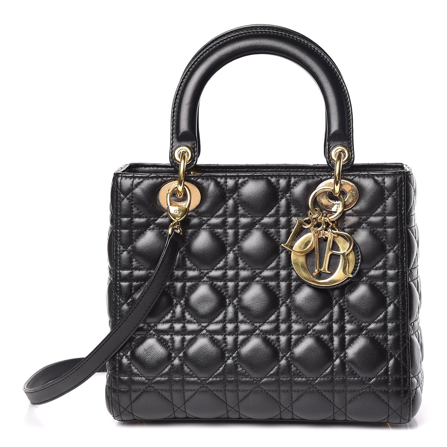 Christian Dior Lambskin Cannage Medium Lady Dior Black 1 of 13