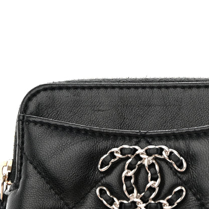 Chanel Lambskin Quilted Chanel 19 Zip Card Holder Wallet Black 10 of 11