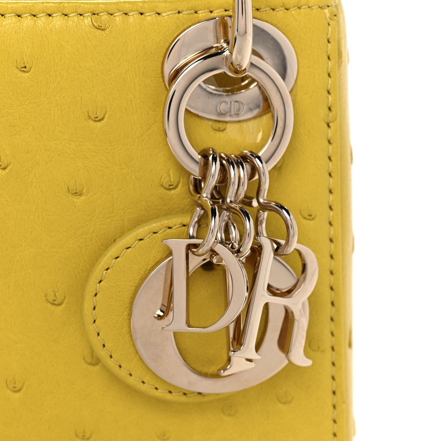 Ostrich Micro Lady Dior Yellow