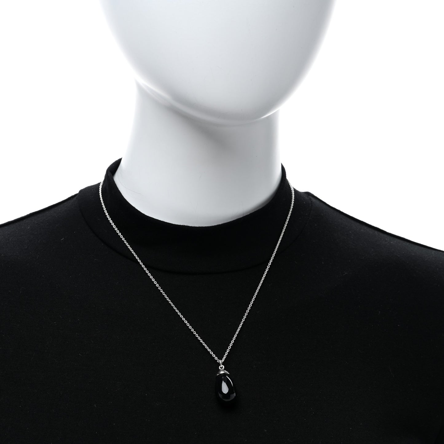 Sterling Silver Black Onyx Drop Pendant Necklace