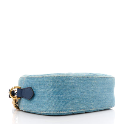 Gucci Denim Matelasse Mini Pearly GG Marmont Chain Shoulder Bag Blue 4 of 12