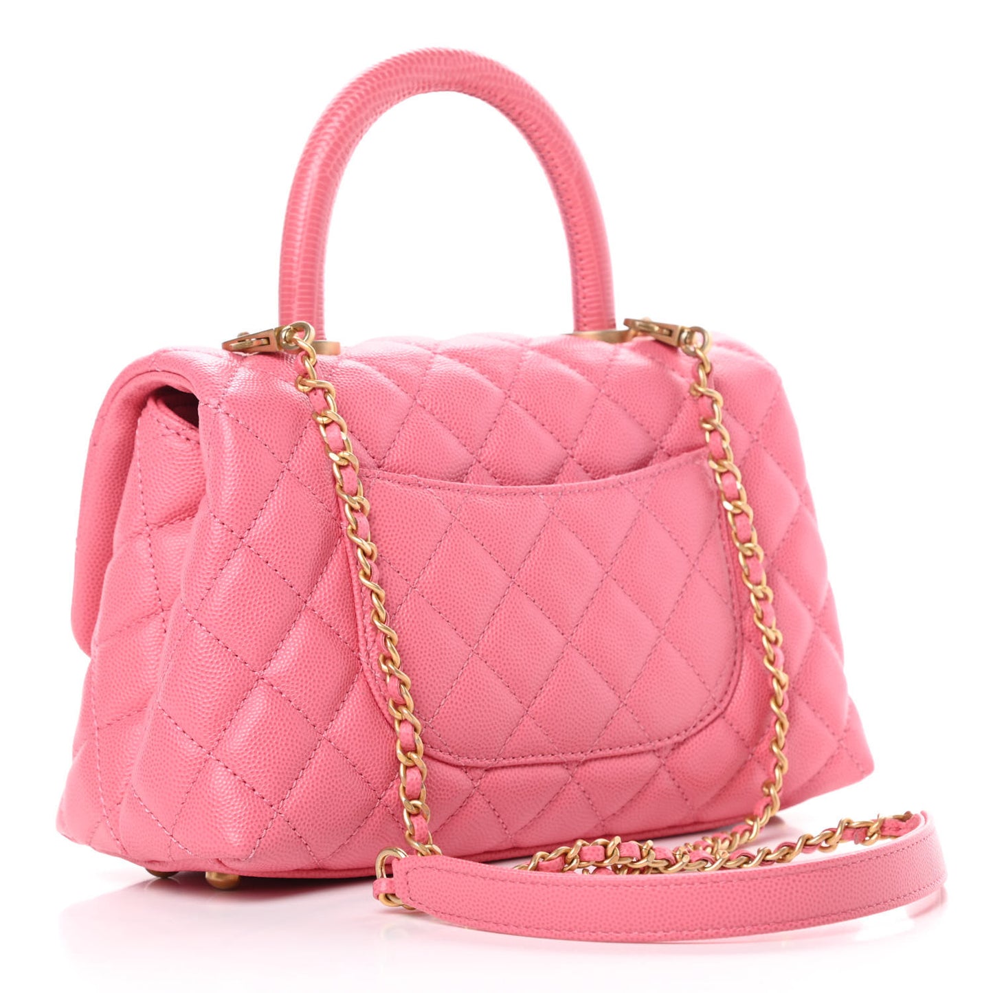 Caviar Quilted Mini Coco Handle Flap Dark Pink