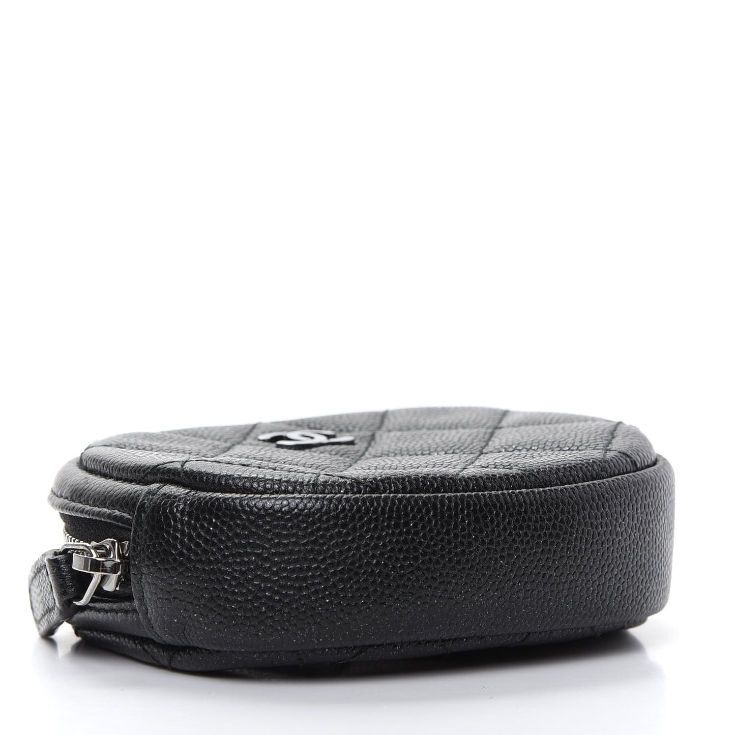 Iridescent Caviar Quilted Zip Around Classic Coin Purse Black