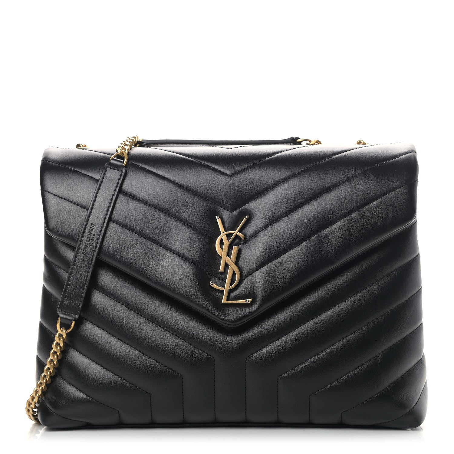 Saint Laurent Calfskin Y Quilted Monogram Medium Loulou Chain Satchel Black 1 of 9