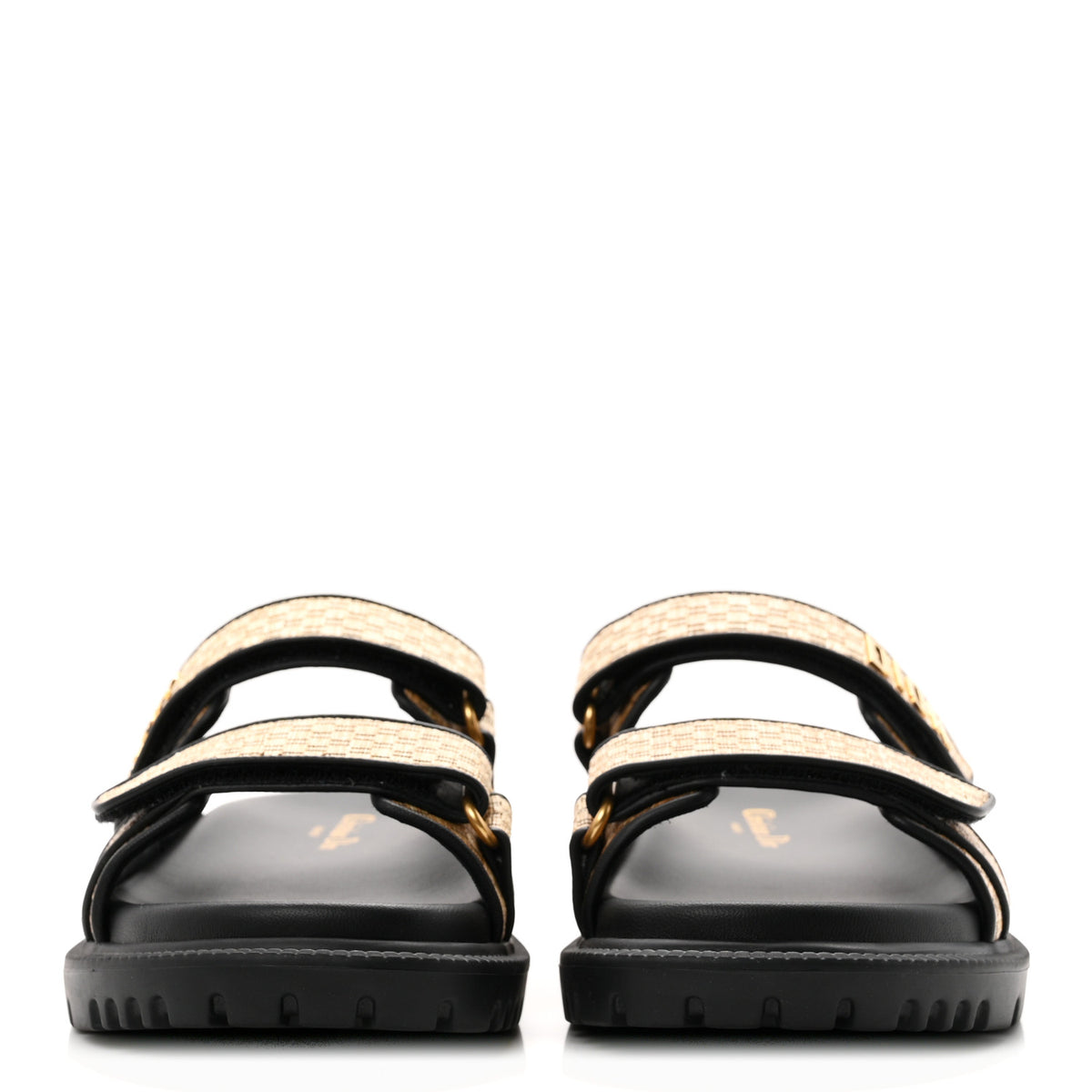 Raffia Dioract 10mm Slide Sandals 36.5 Straw Black