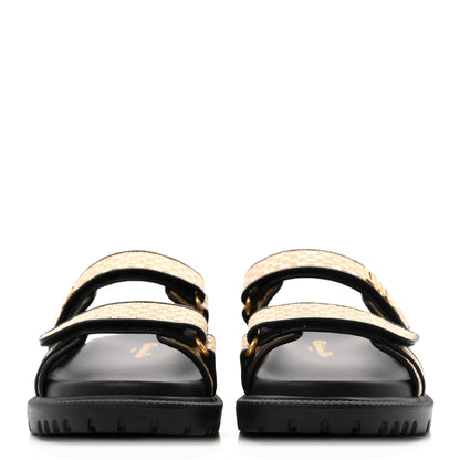 Christian Dior Raffia Dioract 10mm Slide Sandals 36.5 Straw Black 3 of 11