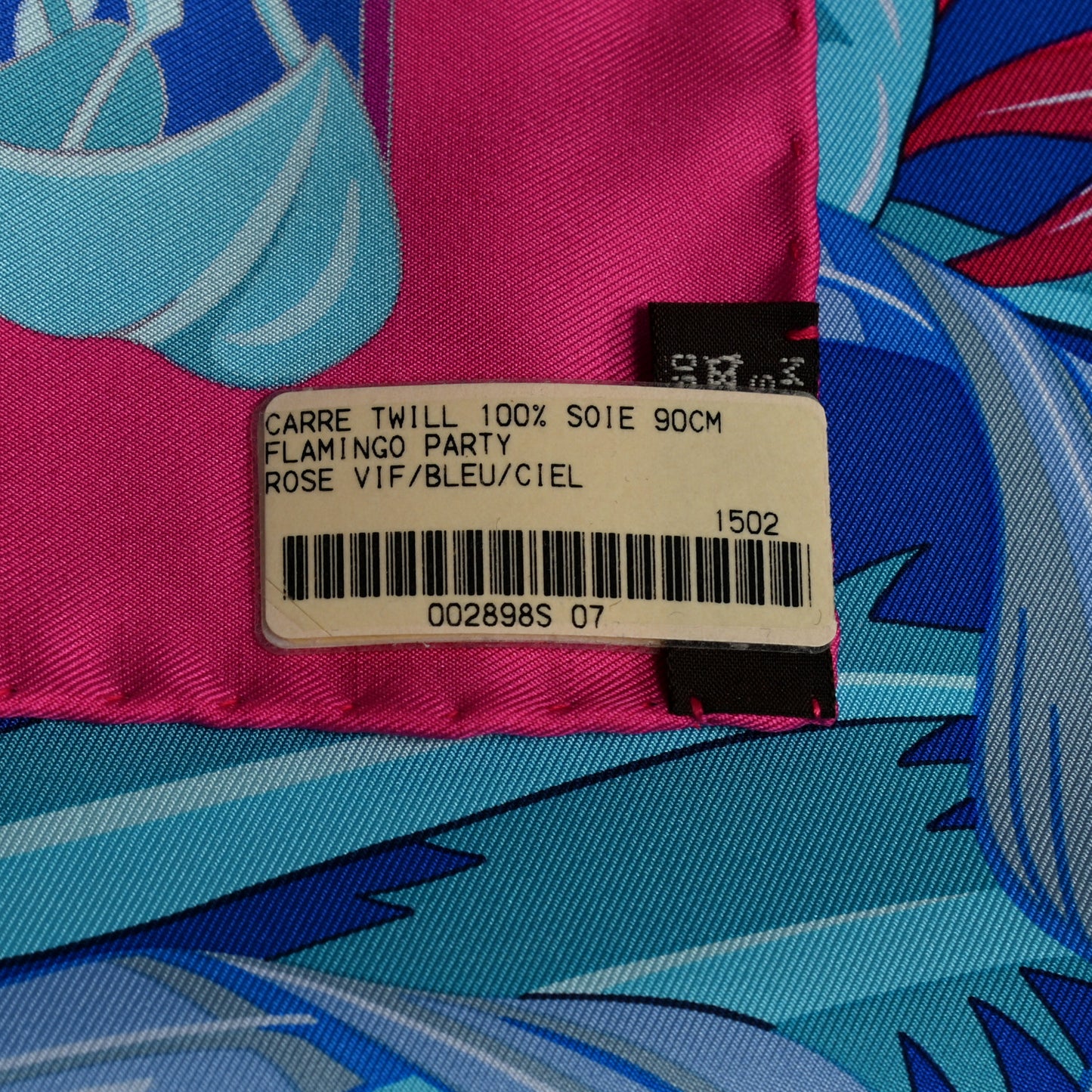 Silk Flamingo Party Scarf 90 Bleu Ciel Vif