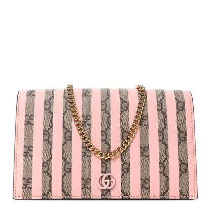 Gucci GG Supreme Monogram Vitello Eclipse Ice Cream Stripes GG Marmont Chain Wallet Beige Ebony Perfect Pink 1 of 9