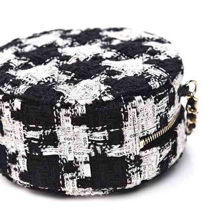 Chanel Tweed Round Clutch With Chain Black White 9 of 10