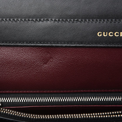 Gucci Smooth Calfskin Diagonal Striped Medium Zumi Top Handle Bag Black Beige 10 of 10