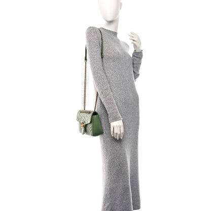 Gucci Calfskin Matelasse Small GG Marmont Shoulder Bag Salamander Green 2 of 11