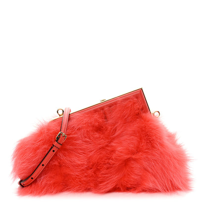 Fendi Fox Fur Shiny Nappa Small Fendi First Papavero 1 of 10