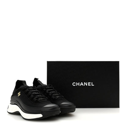 Chanel Velvet Calfskin Mixed Fibers CC Sneakers 37.5 Black 10 of 10