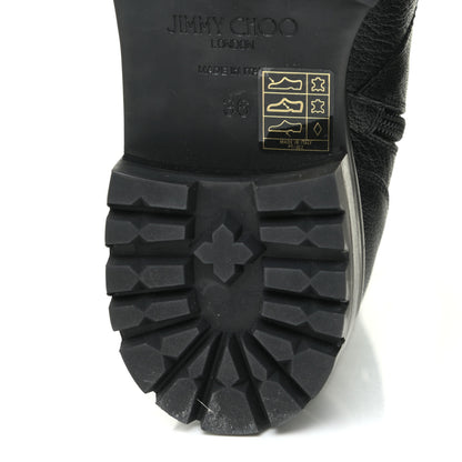 Jimmy Choo Grained Goatskin Pearl Crystal Embellished Cruz Combat Boots 36 Grey 8 of 13