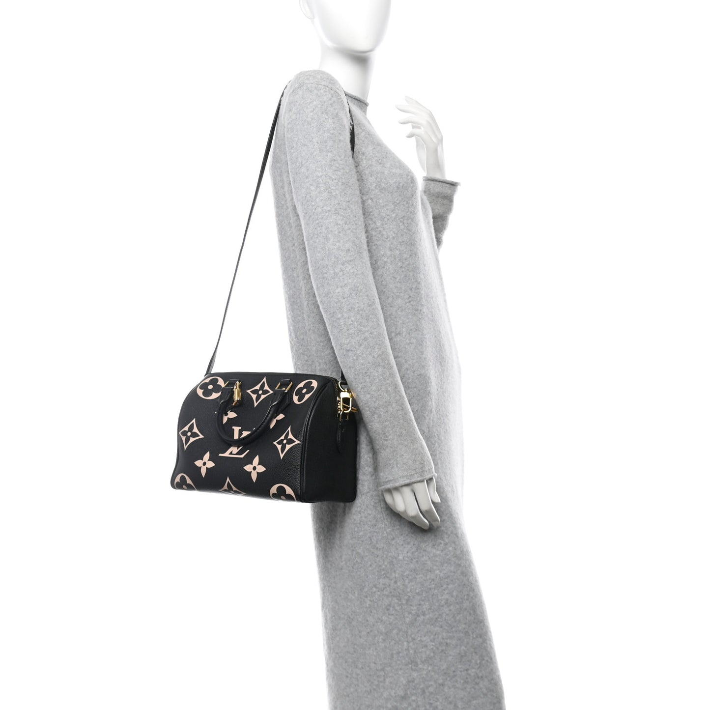 Empreinte Monogram Giant Speedy Bandouliere 25 Black Beige