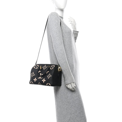 Louis Vuitton Empreinte Monogram Giant Speedy Bandouliere 25 Black Beige 2 of 10