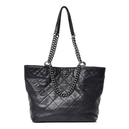 Chanel Calfskin Quilted Large Shopping In Chains Tote Black 1 of 12