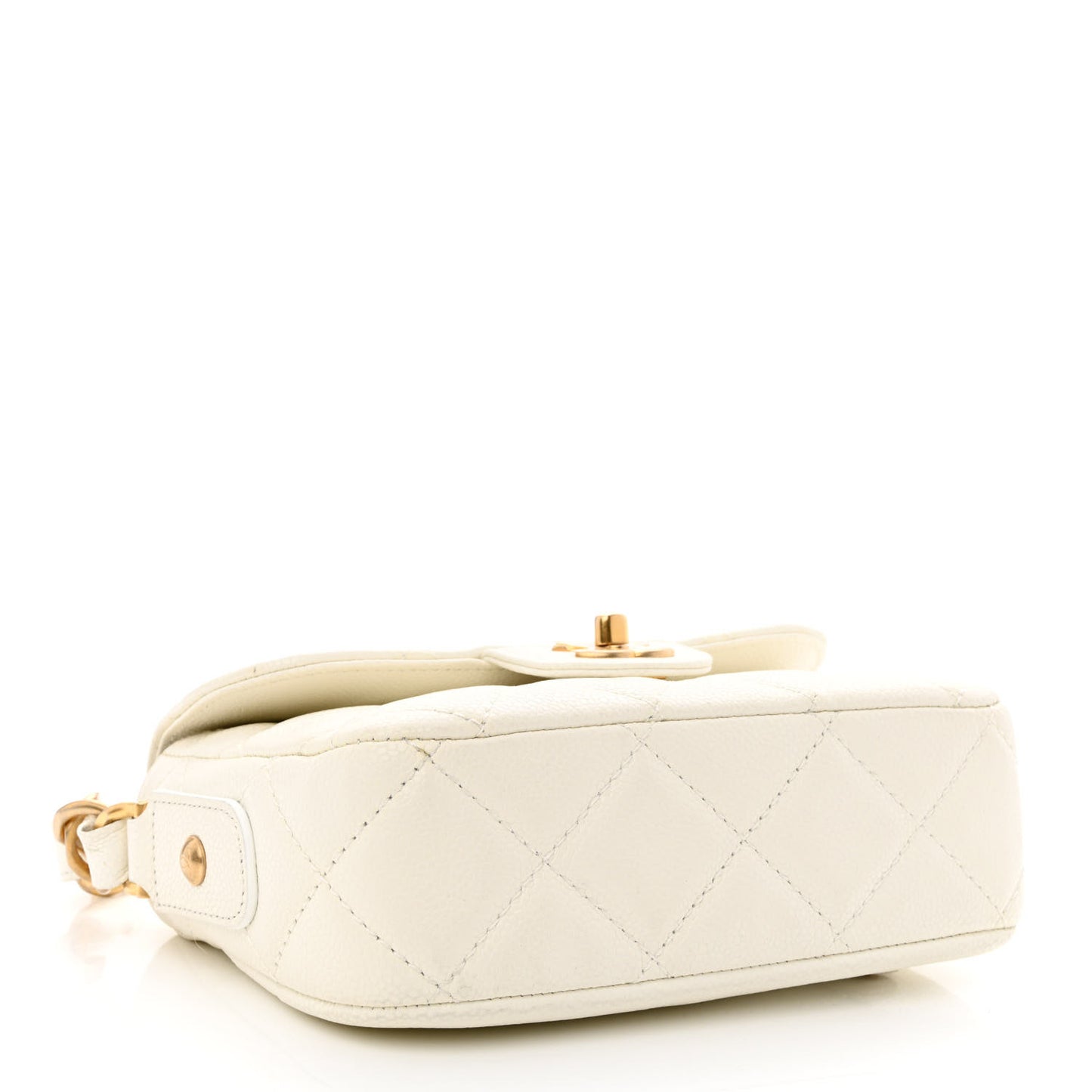 Caviar Quilted Mini Chain Flap White